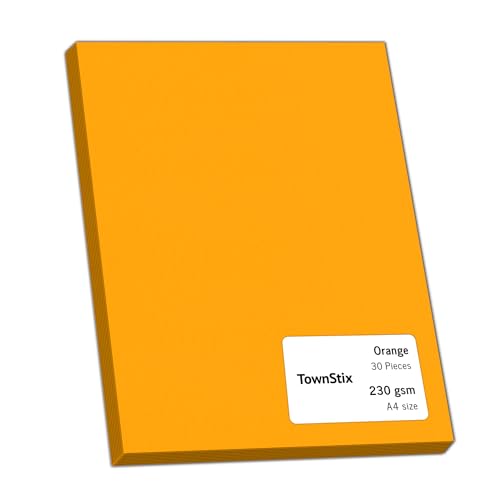 30 Stück, 230gsm - A4 Tonkarton Orange, Tonpapier Karton Bastelkarton Fotokarton Pappe 30 Stück, 230gsm - A4 Tonkarton Orange, Tonpapier Karton Bastelkarton Fotokarton Pappe von TownStix