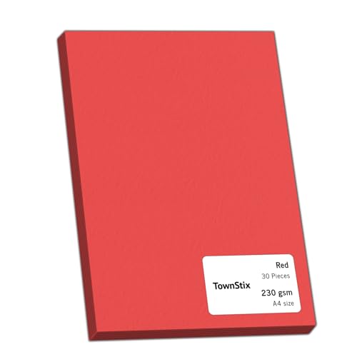 30 Stück, 230gsm - A4 Tonkarton Rot, Tonpapier Karton Bastelkarton Fotokarton Pappe 30 Stück, 230gsm - A4 Tonkarton Rot, Tonpapier Karton Bastelkarton Fotokarton Pappe von TownStix
