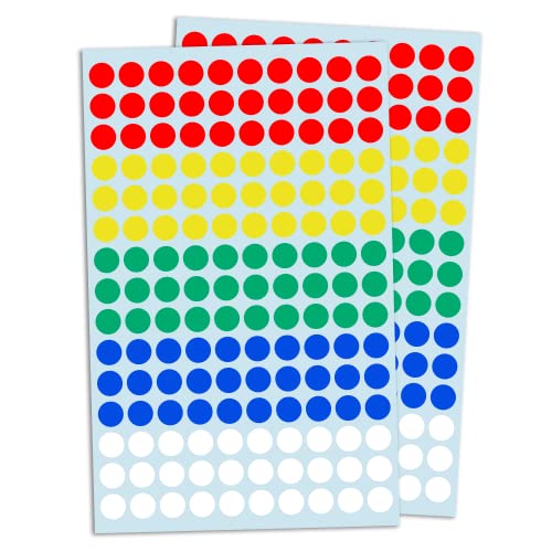 3000 Stück, 10mm Klebepunkte Runde Punktaufkleber Etiketten Markierungspunkte - 5 Farben von TownStix