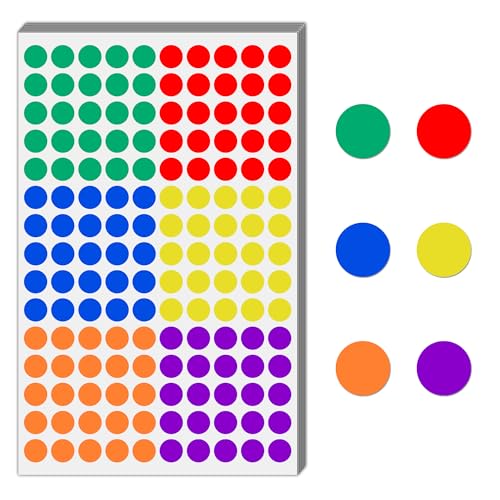 3000 Stück - 12mm Klebepunkte Bunt, Bunte Punkte Aufkleber Runde Markierungspunkte Sticker - 6 Farben 3000 Stück - 12mm Klebepunkte Bunt, Bunte Punkte Aufkleber Runde Markierungspunkte Sticker - 6 Farben von TownStix