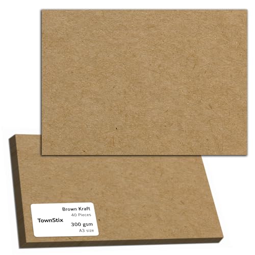 40 Blatt, 300g - Kraftpapier A3, Kartonpapier Fotokarton Tonkarton Pappe Braun Karton von TownStix