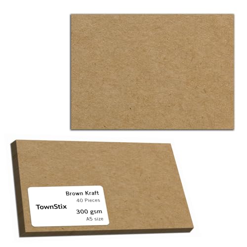 40 Blatt, 300g - Kraftpapier A5, Kartonpapier Fotokarton Tonkarton Pappe Braun Karton 40 Blatt, 300g - Kraftpapier A5, Kartonpapier Fotokarton Tonkarton Pappe Braun Karton von TownStix