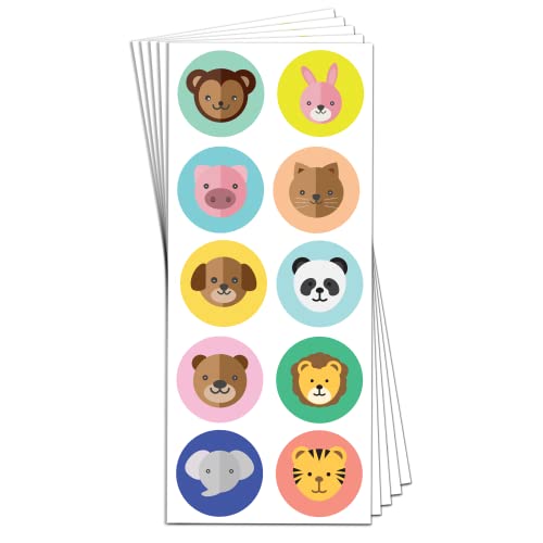 40 Blatt - Sticker Tiere, Aufkleber Kinder - 400 Stück, 40mm 40 Blatt - Sticker Tiere, Aufkleber Kinder - 400 Stück, 40mm von TownStix