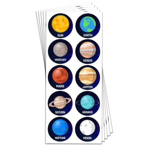40 Blatt - Weitraum Planeten Sticker Aufkleber - 400 Stück, 40mm von TownStix