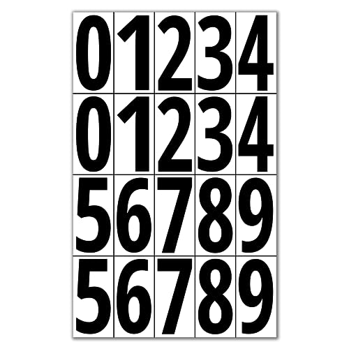 400 Stück, 75 mm - Zahlen Aufkleber, Klebezahlen Wetterfest Nummern Sticker - Schwarze Zahlen von TownStix