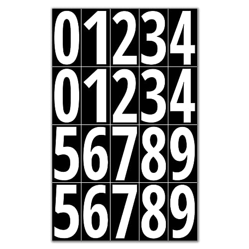 400 Stück, 75 mm - Zahlen Aufkleber, Klebezahlen Wetterfest Nummern Sticker - Weiße Zahlen von TownStix