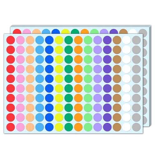 4200 Stück - 20mm Klebepunkte Bunt, Bunte Punkte Aufkleber Runde Markierungspunkte Sticker - 14 Farben von TownStix