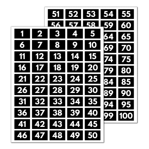5 Sets - Zahlen Aufkleber 1-100, Klebezahlen Wetterfest - Weiße Zahlen, 40 x 25 mm von TownStix