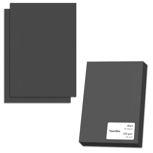 50 Blatt, 120g - Tonpapier Schwarz A4, Bastelpapier Druckerpapier zum Basteln, Schwarzes Papier 50 Blatt, 120g - Tonpapier Schwarz A4, Bastelpapier Druckerpapier zum Basteln, Schwarzes Papier von TownStix