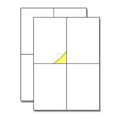 50 Blatt - Etiketten Selbstklebend, Klebeetiketten zum Beschriften/Bedrucken - A4 (148,5 x 105 mm) von TownStix