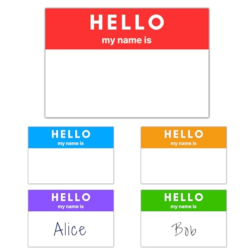 500 Stück - Hello My Name Is Sticker, Namensschilder Aufkleber - 75 x 50 mm, 5 Farben von TownStix