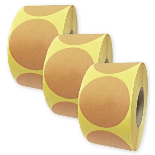 3 Rollen, 1500 Stück - 50mm Kraftpapier Aufkleber Rund, Etiketten Selbstklebend zum Beschriften von TownStix