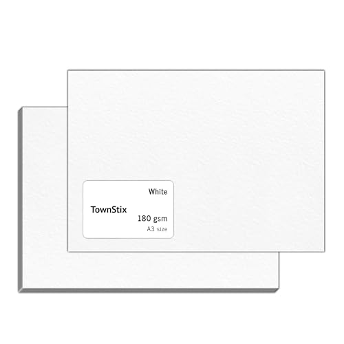 60 Stück, 180gsm - A3 Tonkarton Fotokarton Weiß, Dickes Papier zum Drucken, Kartonpapier Zeichenkarton Bastelkarton Pappe 60 Stück, 180gsm - A3 Tonkarton Fotokarton Weiß, Dickes Papier zum Drucken, Kartonpapier Zeichenkarton Bastelkarton Pappe von TownStix