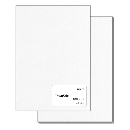 60 Stück, 180gsm - A4 Tonkarton Fotokarton Weiß, Dickes Papier zum Drucken, Kartonpapier Zeichenkarton Bastelkarton Pappe 60 Stück, 180gsm - A4 Tonkarton Fotokarton Weiß, Dickes Papier zum Drucken, Kartonpapier Zeichenkarton Bastelkarton Pappe von TownStix
