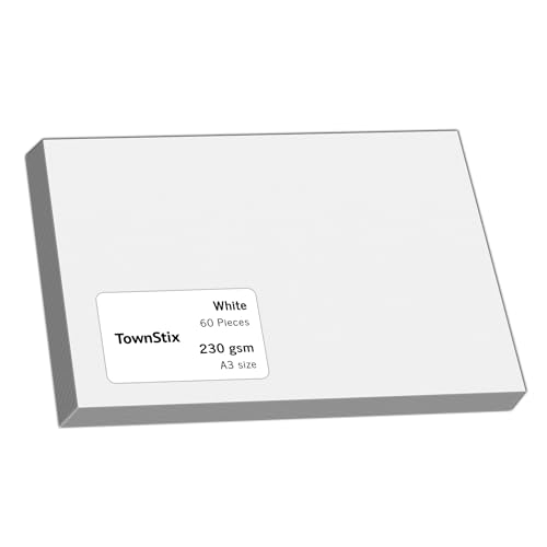 60 Stück, 230gsm - A3 Tonkarton Fotokarton Weiß, Dickes Papier zum Drucken, Kartonpapier Bastelkarton Pappe 60 Stück, 230gsm - A3 Tonkarton Fotokarton Weiß, Dickes Papier zum Drucken, Kartonpapier Bastelkarton Pappe von TownStix