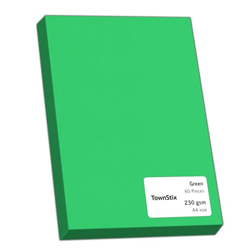 60 Stück, 230gsm - A4 Tonkarton Grün, Tonpapier Karton Bastelkarton Fotokarton Pappe 60 Stück, 230gsm - A4 Tonkarton Grün, Tonpapier Karton Bastelkarton Fotokarton Pappe von TownStix