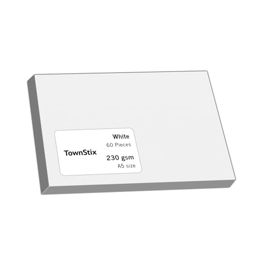 60 Stück, 230gsm - A5 Tonkarton Fotokarton Weiß, Dickes Papier zum Drucken, Kartonpapier Bastelkarton Pappe 60 Stück, 230gsm - A5 Tonkarton Fotokarton Weiß, Dickes Papier zum Drucken, Kartonpapier Bastelkarton Pappe von TownStix
