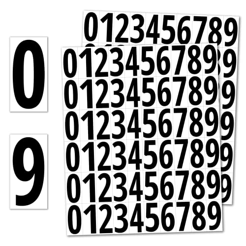 600 Stück, 25 mm - Zahlen Aufkleber Sticker Wetterfest Klebezahlen - Schwarze Zahlen von TownStix