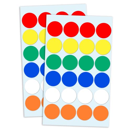 600 Stück, 25mm Klebepunkte Runde Punktaufkleber Etiketten Markierungspunkte - 6 Farben von TownStix