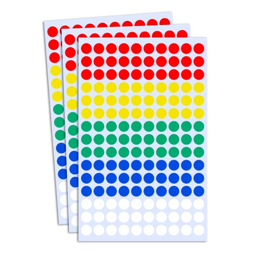 6000 Stück, 10mm Klebepunkte Bunt Punktaufkleber Markierungspunkte - 40 Blätter, 5 Farben von TownStix