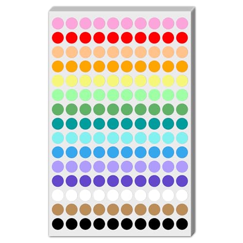 9000 Stück, 10mm Klebepunkte Bunt Runde Punktaufkleber Etiketten Markierungspunkte - 15 Farben 9000 Stück, 10mm Klebepunkte Bunt Runde Punktaufkleber Etiketten Markierungspunkte - 15 Farben von TownStix