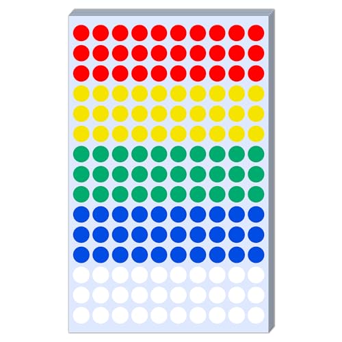 9000 Stück - 10mm Klebepunkte Bunt, Bunte Punkte Aufkleber Runde Markierungspunkte Sticker - 5 Farben 9000 Stück - 10mm Klebepunkte Bunt, Bunte Punkte Aufkleber Runde Markierungspunkte Sticker - 5 Farben von TownStix