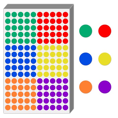 9000 Stück - 12mm Klebepunkte Bunt, Bunte Punkte Aufkleber Runde Markierungspunkte Sticker - 6 Farben 9000 Stück - 12mm Klebepunkte Bunt, Bunte Punkte Aufkleber Runde Markierungspunkte Sticker - 6 Farben von TownStix