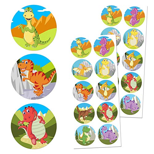 Dino Sticker Aufkleber Set - 10 Designs, 20 Blätt, 200 Stück von TownStix