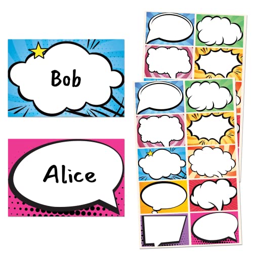 Superheld Comic Namensschilder Aufkleber Etiketten- 75 x 50 mm, 250 Stück Superheld Comic Namensschilder Aufkleber Etiketten- 75 x 50 mm, 250 Stück von TownStix