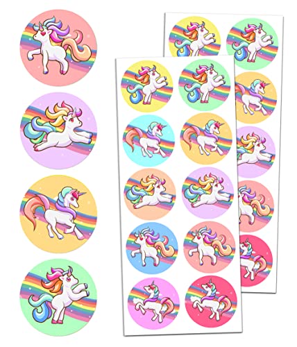 200 Stück - Einhorn Sticker Aufkleber für Kinder - 20 Blätt, 40mm von TownStix