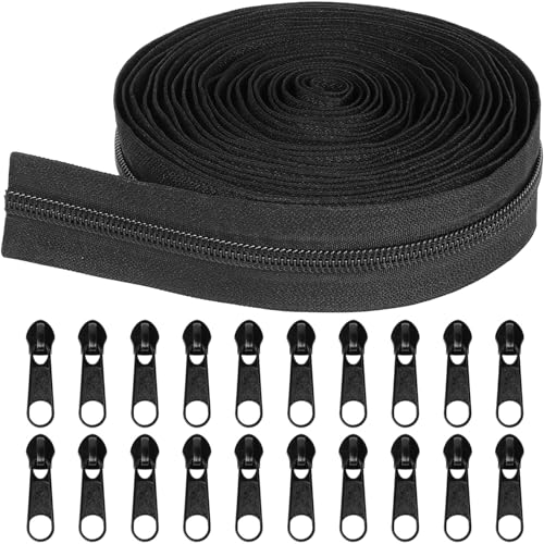 10m+20 Zipper aus Metall (3,2 cm breit) – Reissverschluss & endlosreißverschluss mit zipper, Nylon-Meterware Kleidung Taschen Mäppchen Bettwäsche | Reißverschluss-Reparatur-Sets Rucksäcke Jacken von TownTop