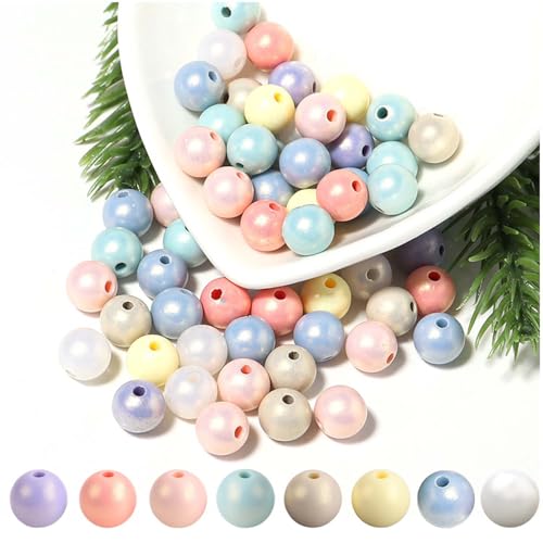 400 Stück Acryl Perlen 8mm, Bunte Perlen zum Auffädeln, Perlen für Armbänder, Bastelperlen zum Auffädeln, Beads für DIY Schmuckherstellung, Armbänder, Halsketten Basteln von TownTop
