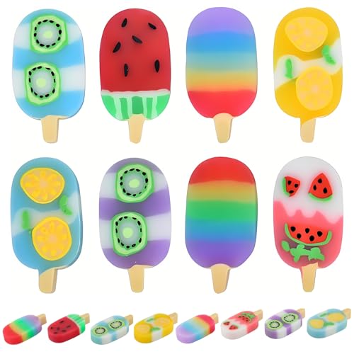 8 Stück Stücke Radiergummi Set, Schulkind Geschenk, Geschenk Einschulung, Fruchtgeschmack Lustige mit Obstmotiv, Eis Radiergummi (Eis) von TownTop
