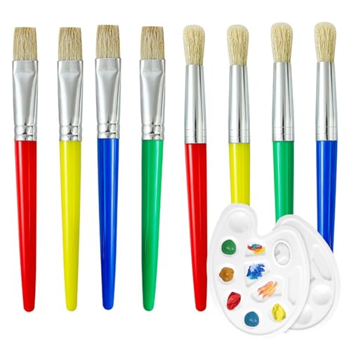 8er Malen Pinsel Kinder mit 2 Stück, Malpinsel für Kleinkinder, Große, Dicke Lack Pinselset Kinder, Flache, Runde Vorschul-Pinsel für Abwaschbare Farbe, mit Mischpalette, Anfänger 8er Malen Pinsel Kinder mit 2 Stück, Malpinsel für Kleinkinder, Große, Dicke Lack Pinselset Kinder, Flache, Runde Vorschul-Pinsel für Abwaschbare Farbe, mit Mischpalette, Anfänger von TownTop
