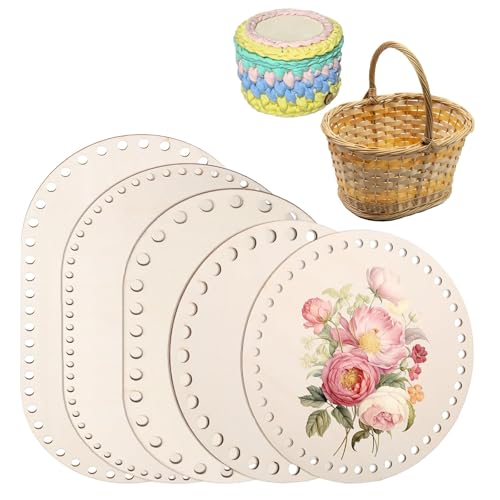TownTop 5 Stück korbboden zum Häkeln – Holzboden zum Häkeln für DIY Basteln & Handwerkskunst, Naturholzkorbboden Set 15/20/25/30cm Oval/Rund | Korbweben für Heimdekoration & Geschenkideen TownTop 5 Stück korbboden zum Häkeln – Holzboden zum Häkeln für DIY Basteln & Handwerkskunst, Naturholzkorbboden Set 15/20/25/30cm Oval/Rund | Korbweben für Heimdekoration & Geschenkideen von TownTop