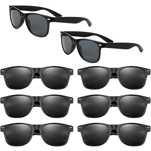 TownTop 8 Stück Sonnenbrillen Bulk Set – Retro Vintage Sonnenbrillen im Set, Sonnenbrille Schwarz, Polarisiert, Günstig & Stilvoll für Frauen & Männer von TownTop