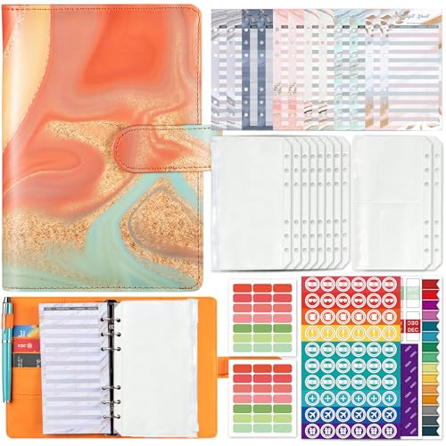 A6 Budgetplaner Ringbuch, Budget Planner mit Challenge Tracker, farbige Trennblätter, Etikettenaufkleber, Sparbuch für Tagebuch, 8 klare Umschläge mit Reißverschluss für Pässe, Quittungen (Orange) A6 Budgetplaner Ringbuch, Budget Planner mit Challenge Tracker, farbige Trennblätter, Etikettenaufkleber, Sparbuch für Tagebuch, 8 klare Umschläge mit Reißverschluss für Pässe, Quittungen (Orange) von Towonshy