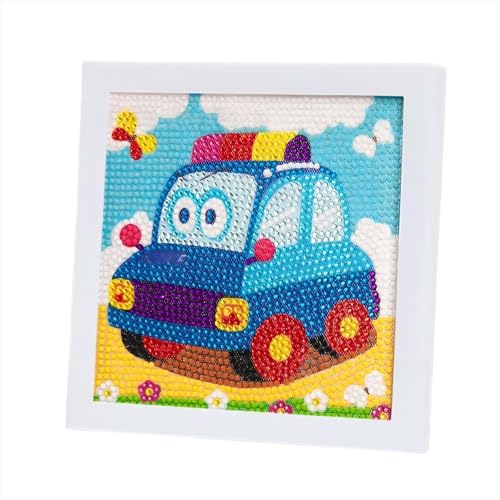 Diamond Painting Kinder ab 6 Jahre 5D DIY Cartoon Diamant Painting Bilder mit Rahmen DIY Cartoon Arts Craft für Home Wand Decor 18x18cm Perlenbilder für Kinder und Mädchen, Erwachsene (Polizeiauto) Diamond Painting Kinder ab 6 Jahre 5D DIY Cartoon Diamant Painting Bilder mit Rahmen DIY Cartoon Arts Craft für Home Wand Decor 18x18cm Perlenbilder für Kinder und Mädchen, Erwachsene (Polizeiauto) von Towonshy