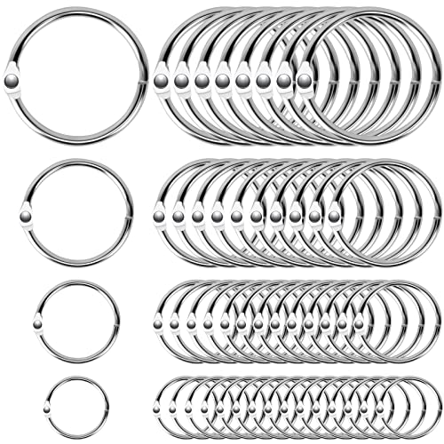 Towviy 120 Stück Binder Ringe, 15/20/25/32mm Buchringe Silber Loseblatt Verbinder Ringe Metall Karteikarten Ring für Memo-Tablett Namensschilder Fotoalbum Schlüsselringe(4 Größen) von Towviy