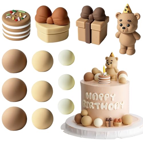 Toyhood 13-teiliges 3D-Bär-Kuchenaufsatz-Set, inklusive Mini-Kugel, süßer Bär, beige-braune Kugeln, Happy Birthday-Kuchenaufsätze, Dekorationen, für Geburtstag, Babyparty, Jungen, Mädchen Toyhood 13-teiliges 3D-Bär-Kuchenaufsatz-Set, inklusive Mini-Kugel, süßer Bär, beige-braune Kugeln, Happy Birthday-Kuchenaufsätze, Dekorationen, für Geburtstag, Babyparty, Jungen, Mädchen von Toyhood