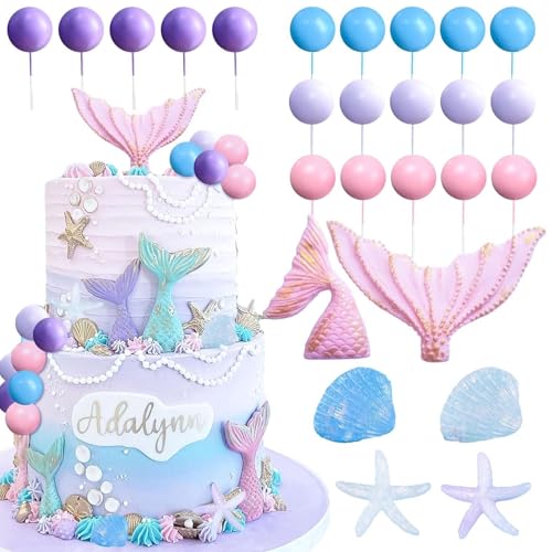 Toyhood 26 Stück Meerjungfrauen-Thema-Kuchendekorationen, bunte Kugel-Kuchendekoration, Ozean-Party, Meerjungfrauenschwanz, Seestern, Geburtstagsdekorationen, für Geburtstag, Babyparty, Hochzeit Toyhood 26 Stück Meerjungfrauen-Thema-Kuchendekorationen, bunte Kugel-Kuchendekoration, Ozean-Party, Meerjungfrauenschwanz, Seestern, Geburtstagsdekorationen, für Geburtstag, Babyparty, Hochzeit von Toyhood