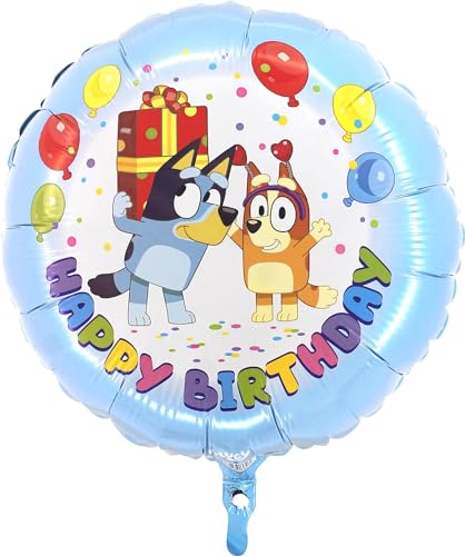 Toyland® 18 Zoll runder Folienballon „Happy Birthday Bluey & Bingo“ – Partydekoration für Kinder von Toyland