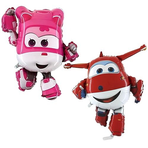 Toyland® 2 Stück Super Wings Shaped Folienballons - Dizzy The Pink and Jett Flugzeug - Kinderparty Dekorationen von Toyland