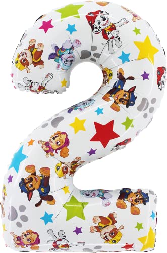 Toyland® 26 Zoll Paw Patrol Zahlen-Folienballon – Kinder-Partyballons – Nummer 1–6 erhältlich (ZAHL 2) von Toyland