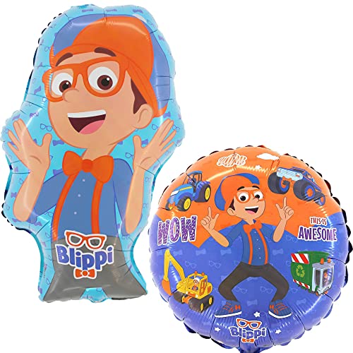 Toyland® 2er-Pack Blippi-Luftballons – runder 18-Zoll-Figurenballon und großer 29-Zoll-Blippi-Ballon – Partydekorationen für Kinder von Toyland