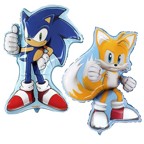 Toyland® 2er-Pack – Sonic-Folienballon-Set – 1 x 29" Sonic- und 1 x 33" Tails-förmiger Charakter-Folienballon von Toyland