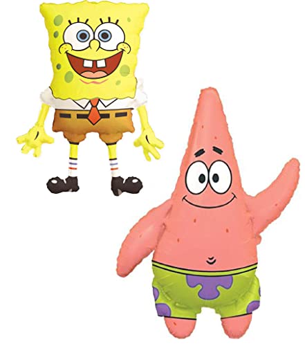 Toyland® 2er-Pack – Spongebob Schwammkopf und Patrick Star-Folienballons – 1 x 29 Zoll Spongebob und 1 x 36 Zoll Patrick-förmiger Charakter-Folienballon von Toyland