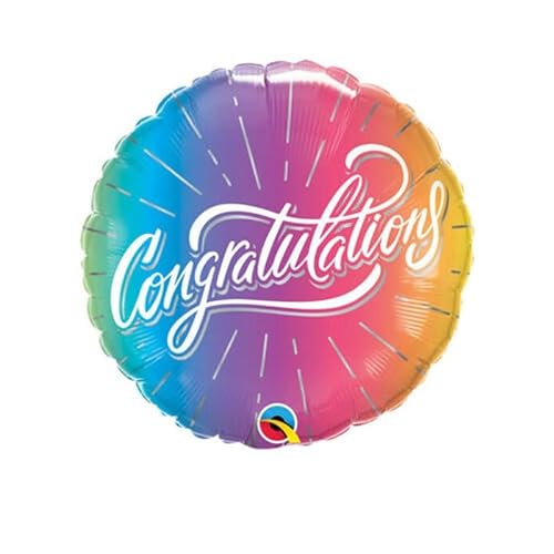 Toyland® 45 cm (18 Zoll) bunter Ombre „Congratulations“ runder Helium-Folienballon – Feier- und Partydekorationen von Toyland