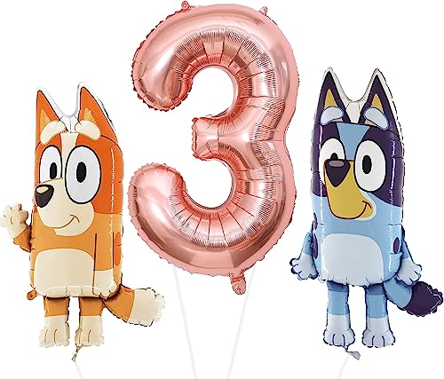 Toyland® Bluey & Bingo Folienballon-Set – 2 x Luftballons mit 32 Charakteren und 1 x Luftballon mit 40 Zahlen – Partydekorationen für Kinder von Toyland