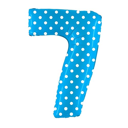 Toyland® Folienballon mit Zahlen, gepunktet, 101,6 cm, Party-Dekoration (blau, Zahl 7) von Toyland